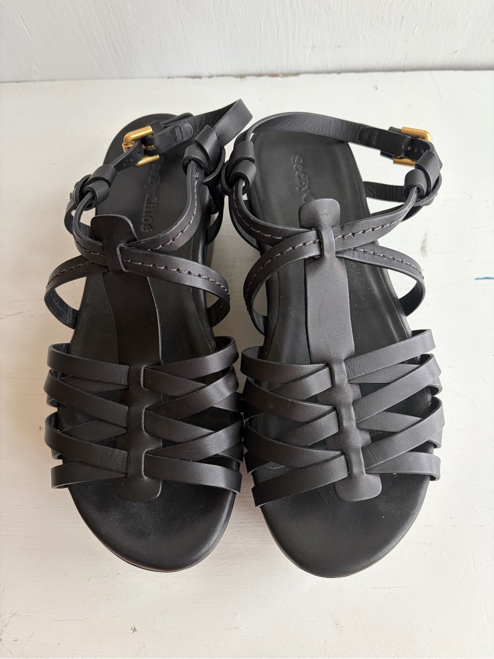 See by Chloé Sierra Black Strappy Platform Sandals – Chunky Wedge - Picture 3 of 11
